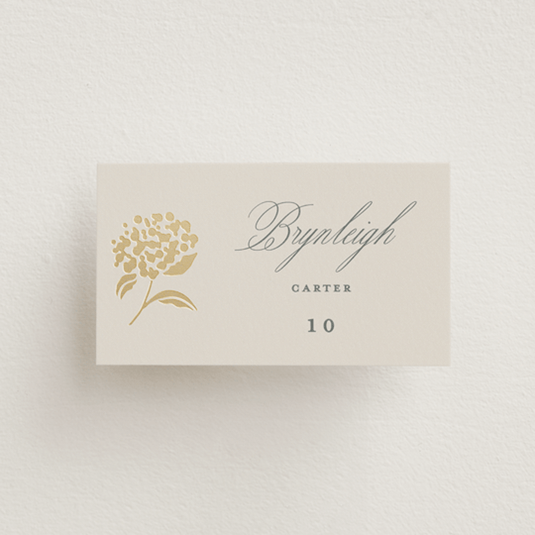"Shimmering Hydrangeas" - Place Cards in Tea Time by Susan Zinader - Front with Free Guest Printing