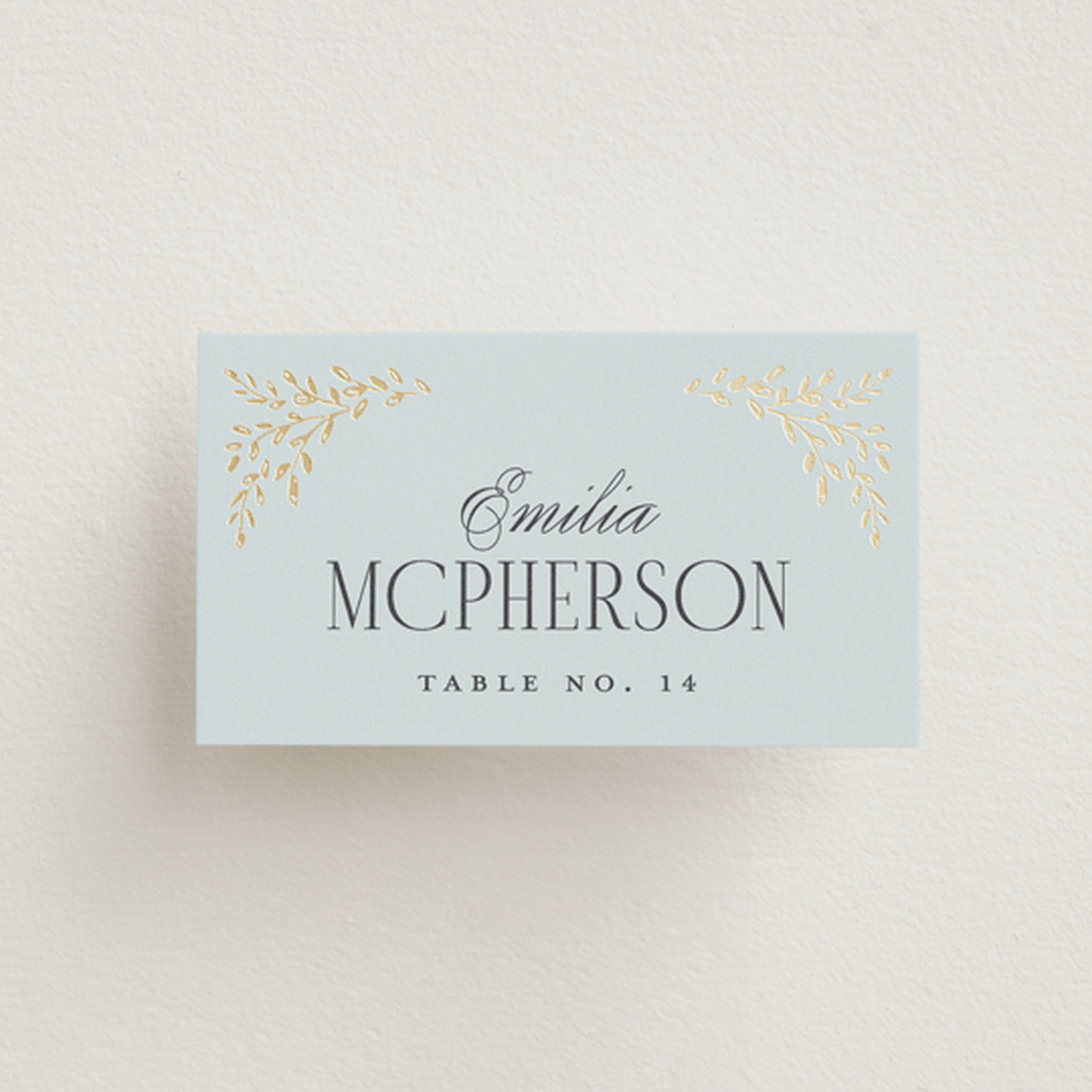 "Enchanted" - Place Cards in Mist by Laura Hankins - Front with Free Guest Printing