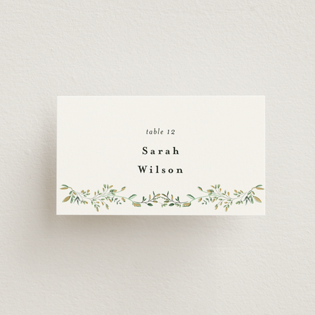 "Monogramed Arch" - Place Cards in Mojito by Susan Moyal - Front with Free Guest Printing