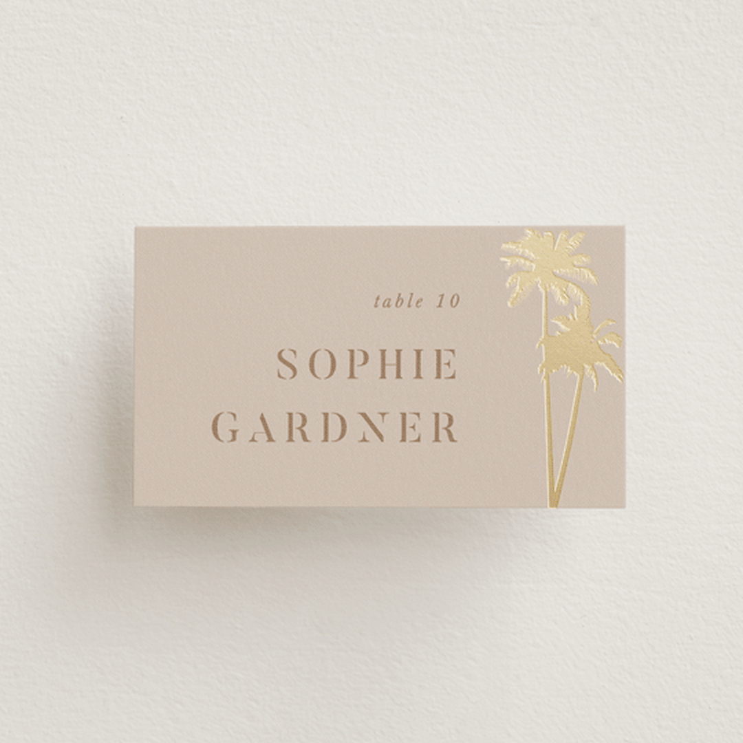 "Sunset by the Sea" - Place Cards in Tan by lulu and isabelle - Front with Free Guest Printing