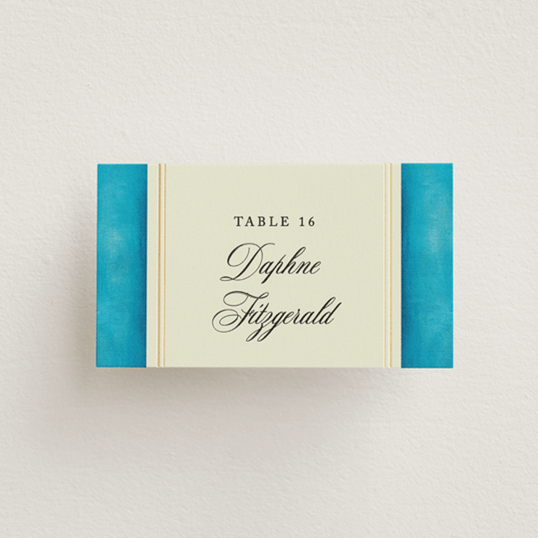 "Josephine" - Place Cards in Marine by Jackie Crawford - Front with Free Guest Printing