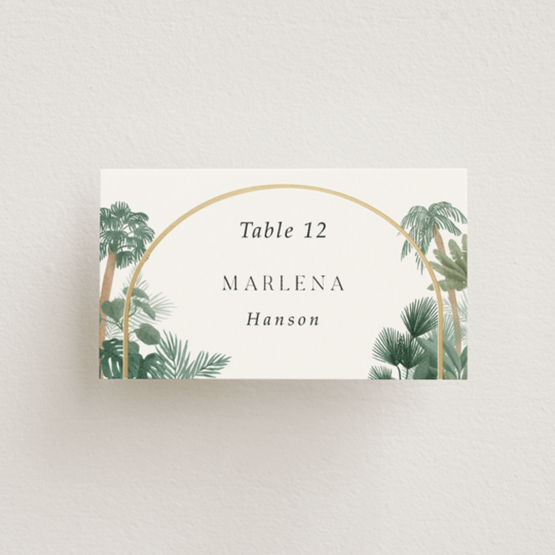 "The Greenhouse" - Place Cards in Seagreen by Elly - Front with Free Guest Printing
