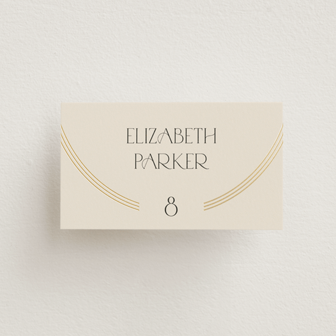 "Misha" - Place Cards in Latte by Kristie Kern - Front with Free Guest Printing