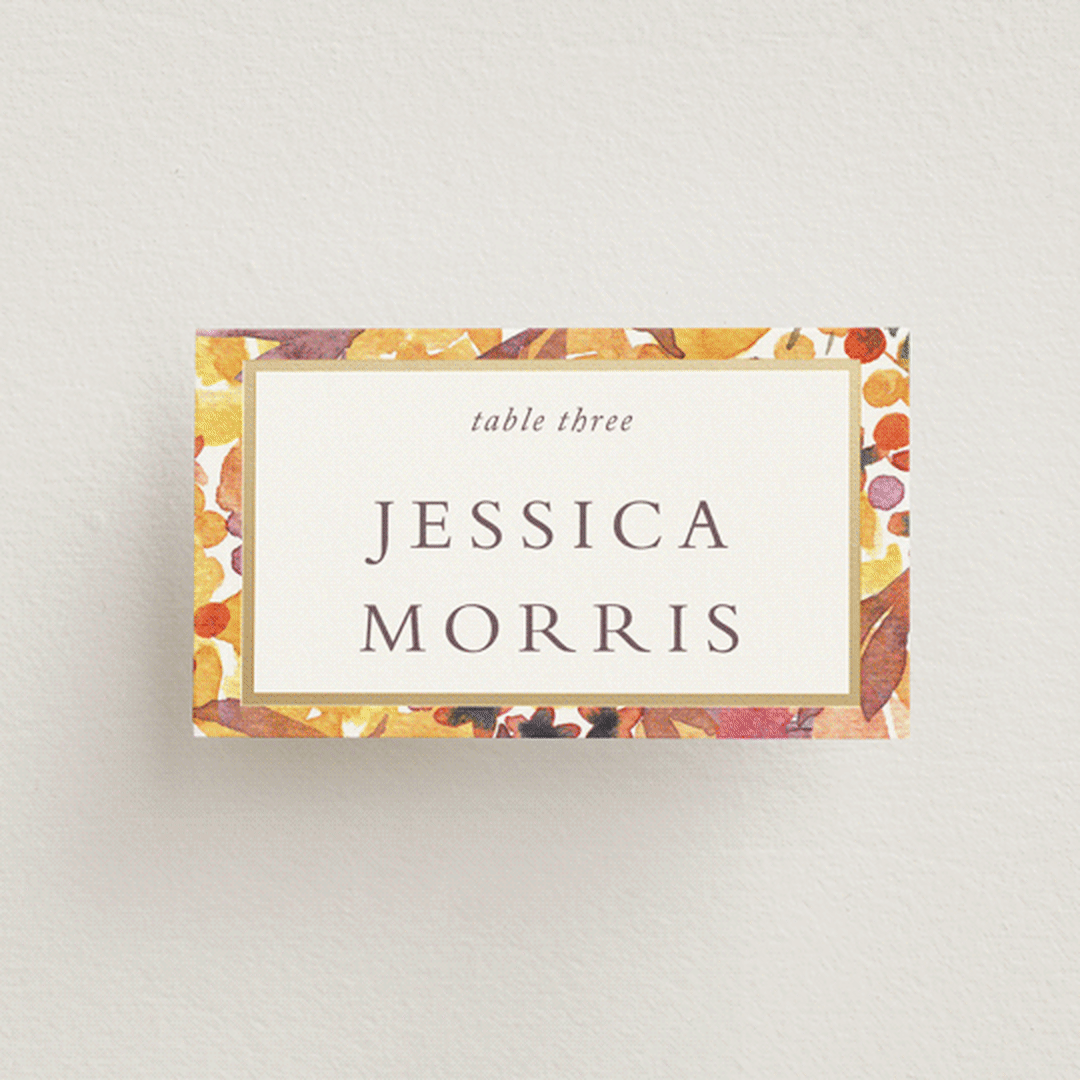 "Autumn flowers" - Place Cards in Amber by Alexandra Dzh - Front with Free Guest Printing