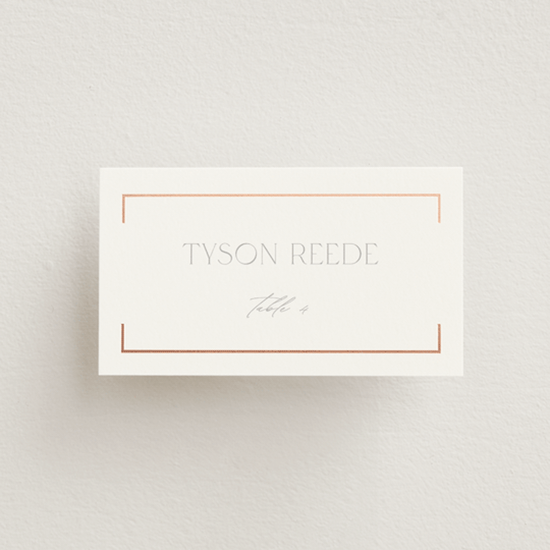 "Bellino" - Place Cards in Snow by AK Graphics - Front with Free Guest Printing