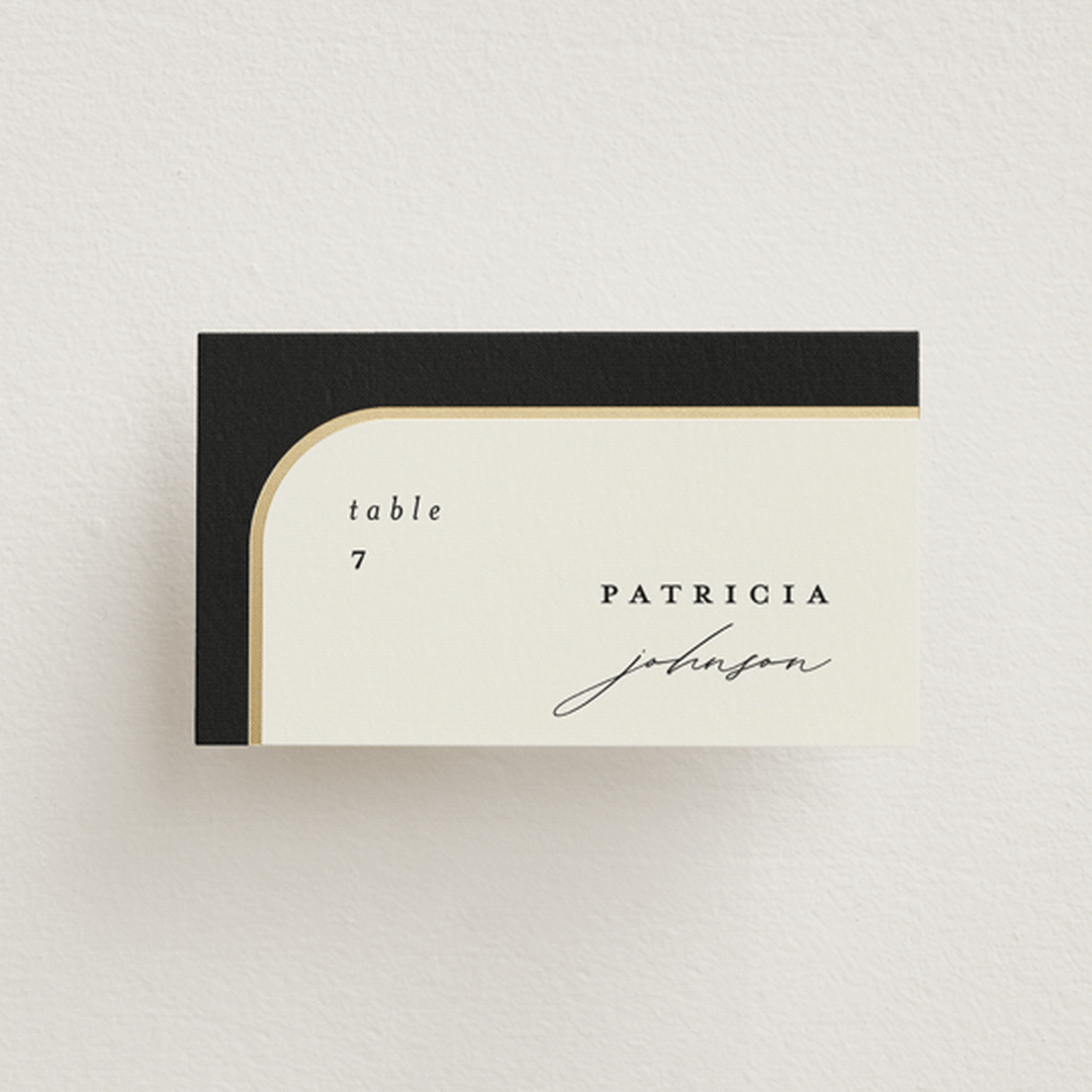 "Tuxedo" - Place Cards in Black Tie by Carolyn Nicks - Front with Free Guest Printing