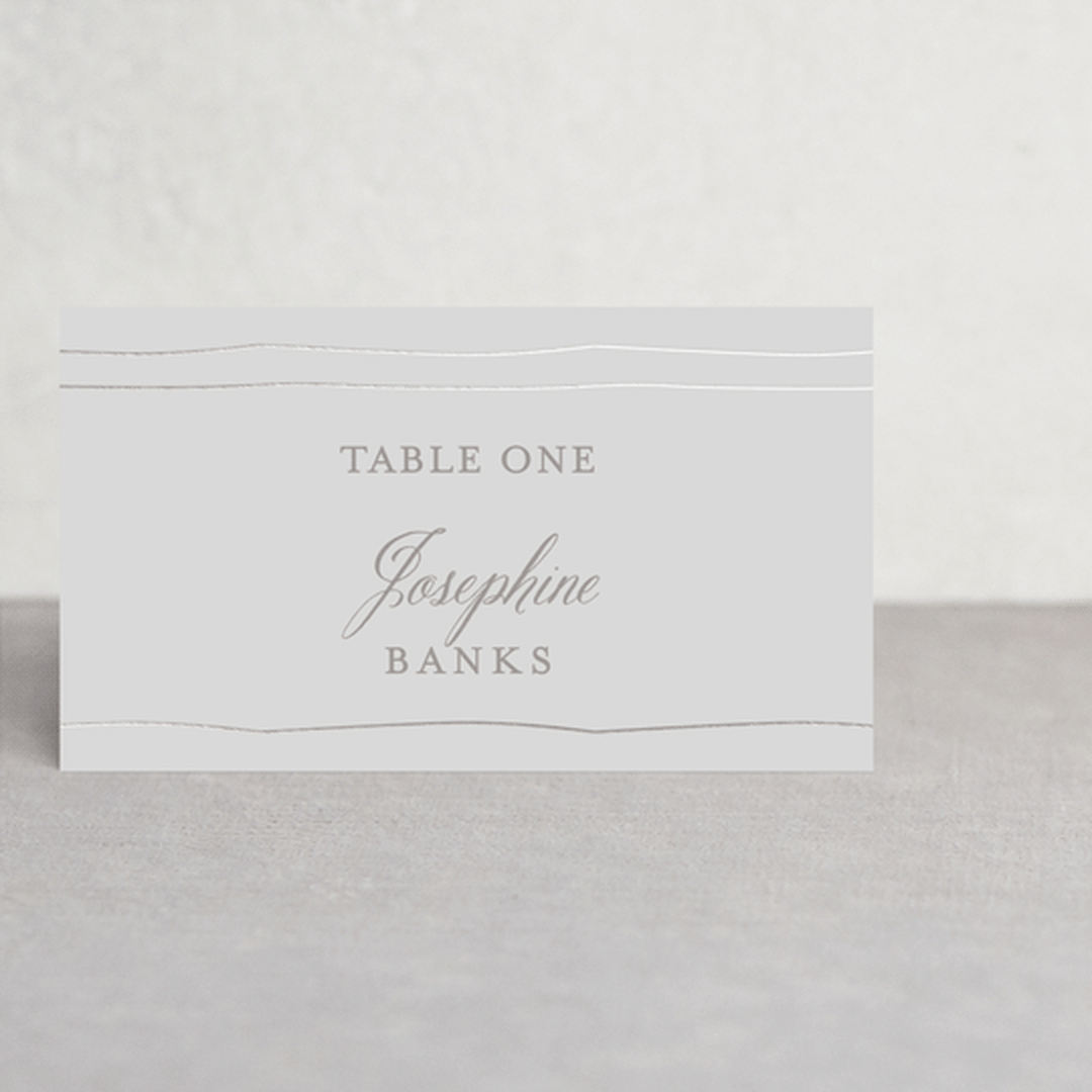 "Cascade" - Place Cards in Mist by Lori Wemple - Front with Free Guest Printing