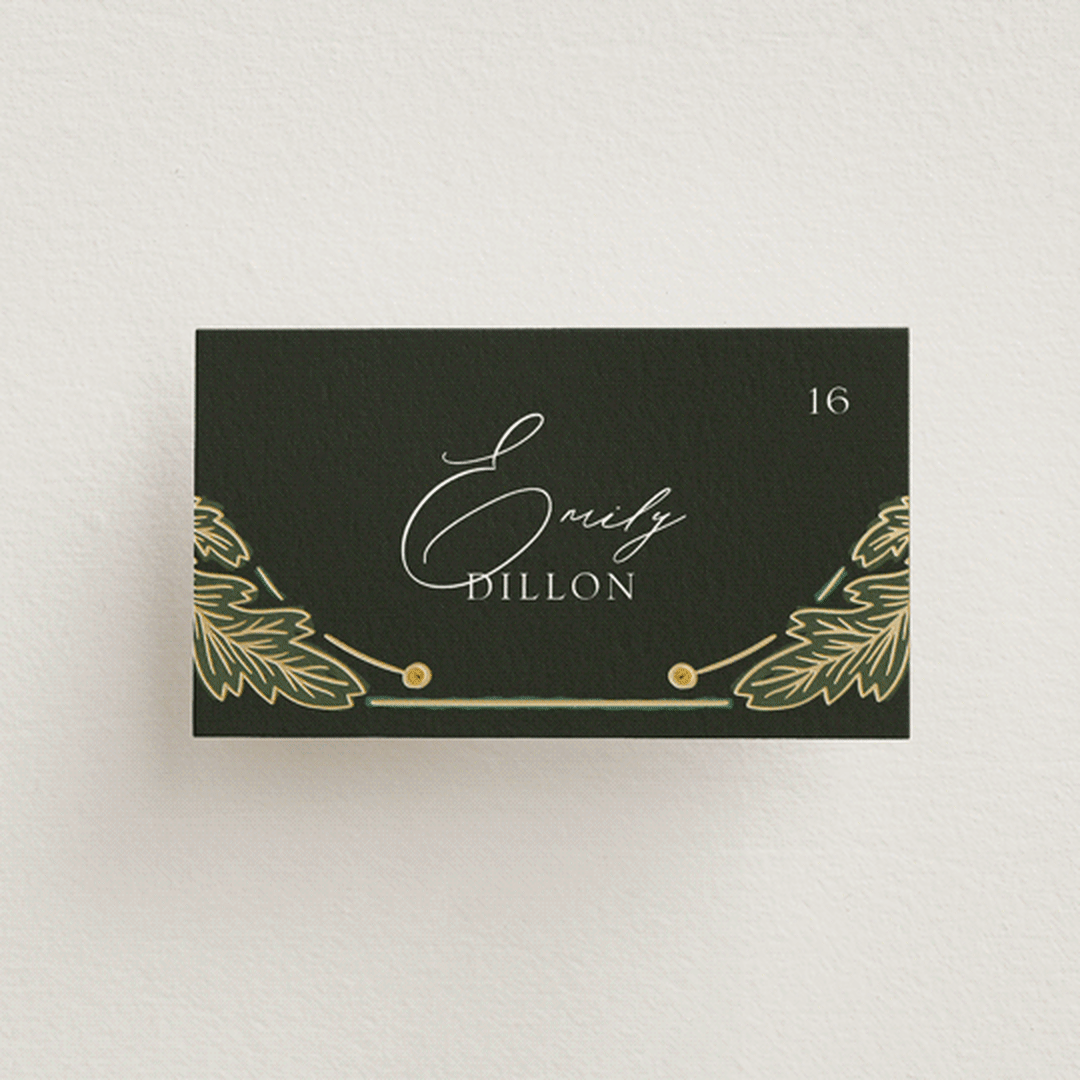 "Embellished" - Place Cards in Buttercup by Jen Owens - Front with Free Guest Printing