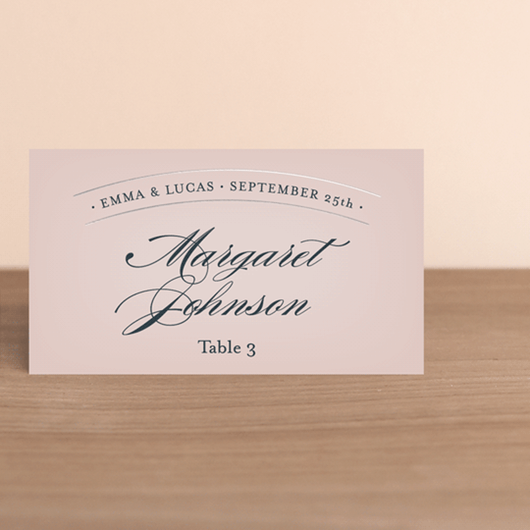 "Big City" - Place Cards in Blush by Hooray Creative - Front with Free Guest Printing