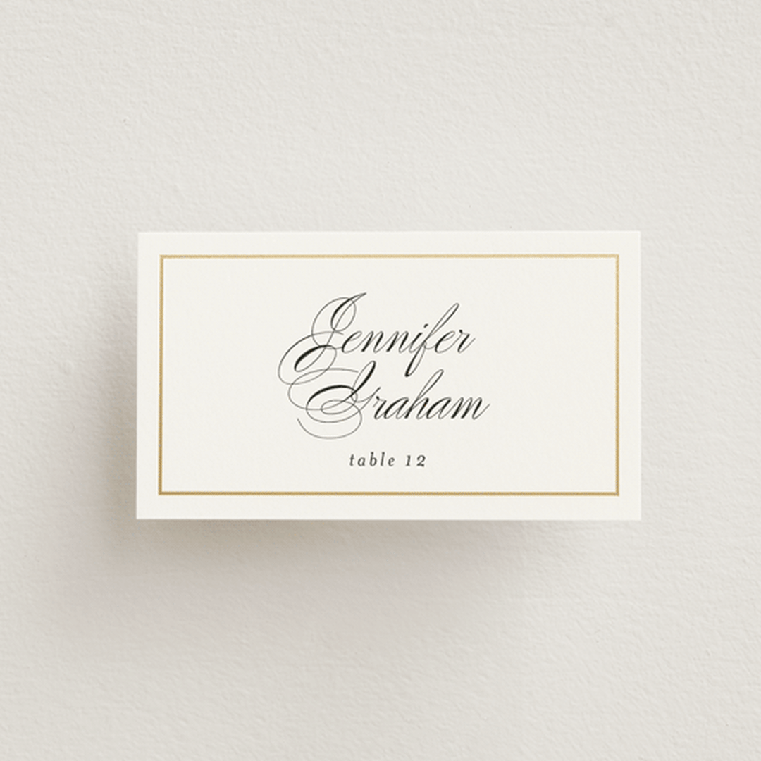 "Bianca" - Place Cards in Sugar by Jessica Williams - Front with Free Guest Printing