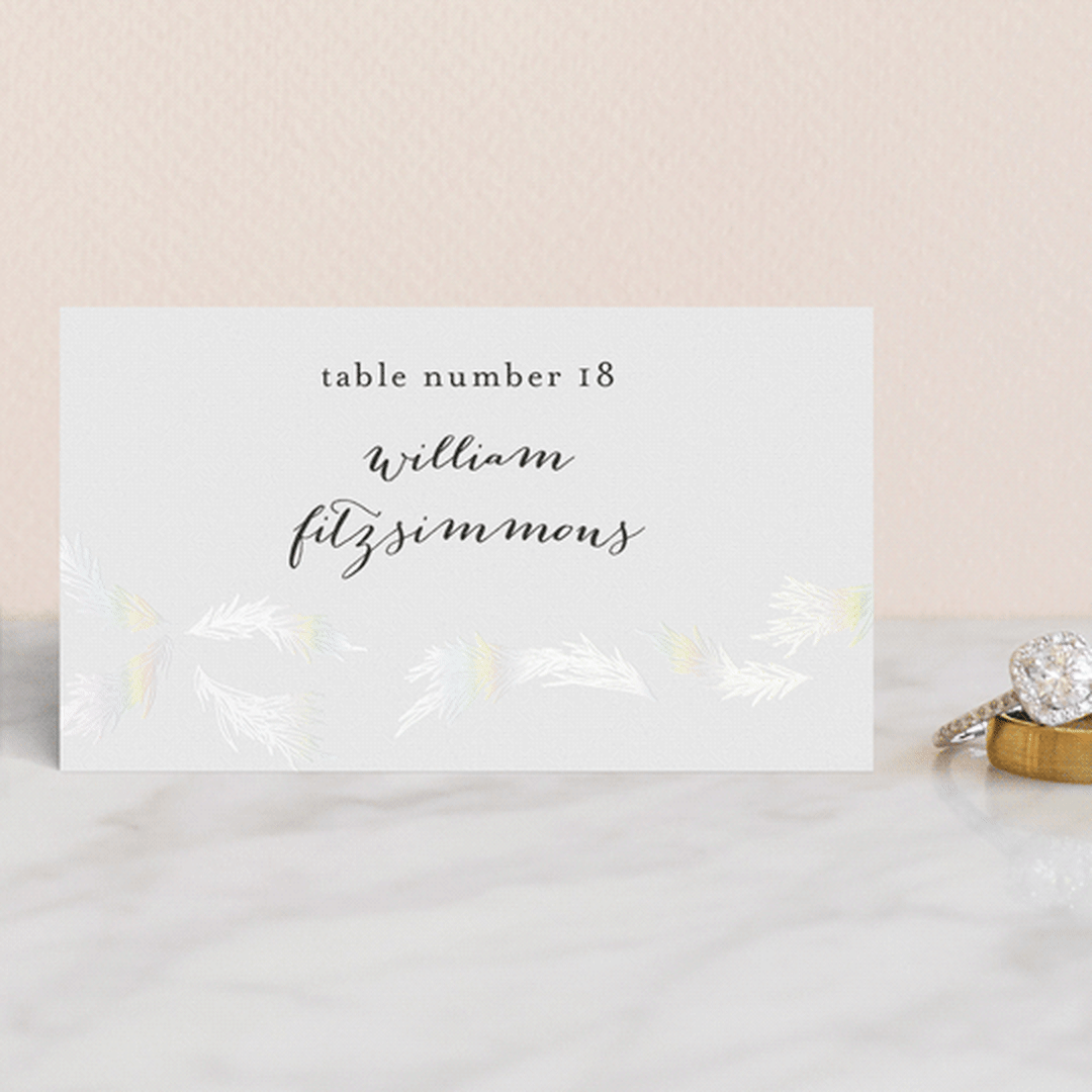 "Little Wreath" - Gloss-Press® Place Cards in Pearl by Phrosné Barwood - Front with Free Guest Printing