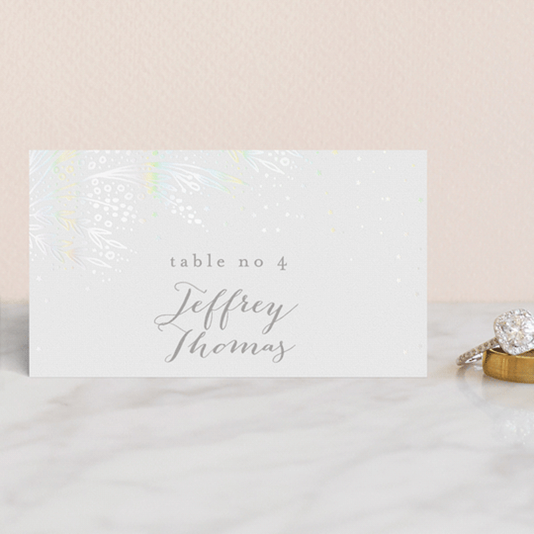 "Botanical Filigree" - Gloss-Press® Place Cards in Ivory by Phrosné Barwood - Front with Free Guest Printing