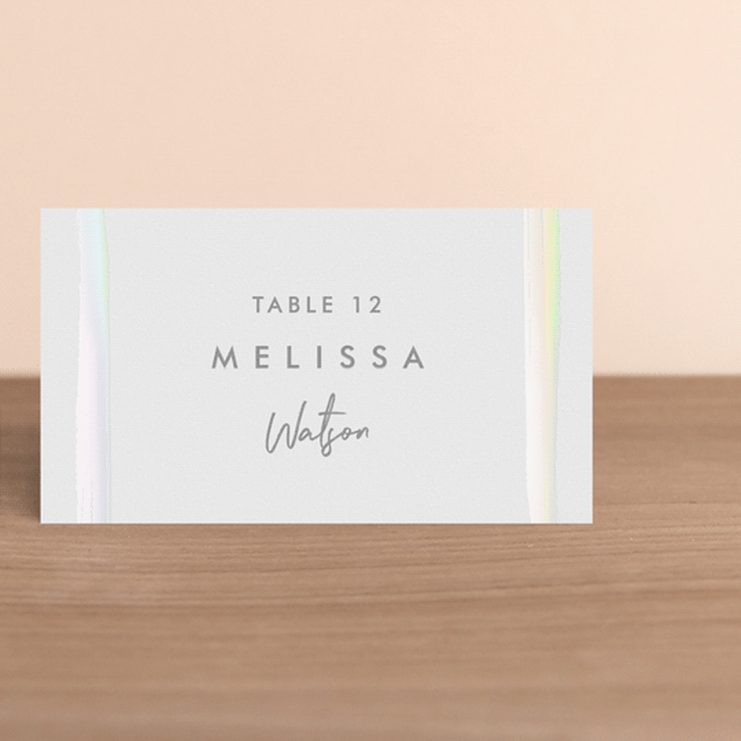 "Brushy frame" - Gloss-Press® Place Cards in Opal by Stacey Meacham - Front with Free Guest Printing