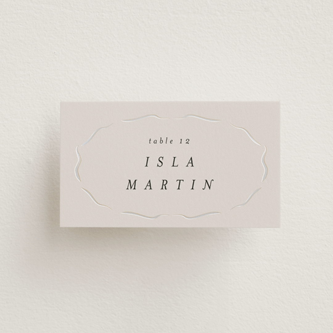 "Kumamoto" - Gloss-Press® Place Cards in Pearl by Ani Somi - Front with Free Guest Printing