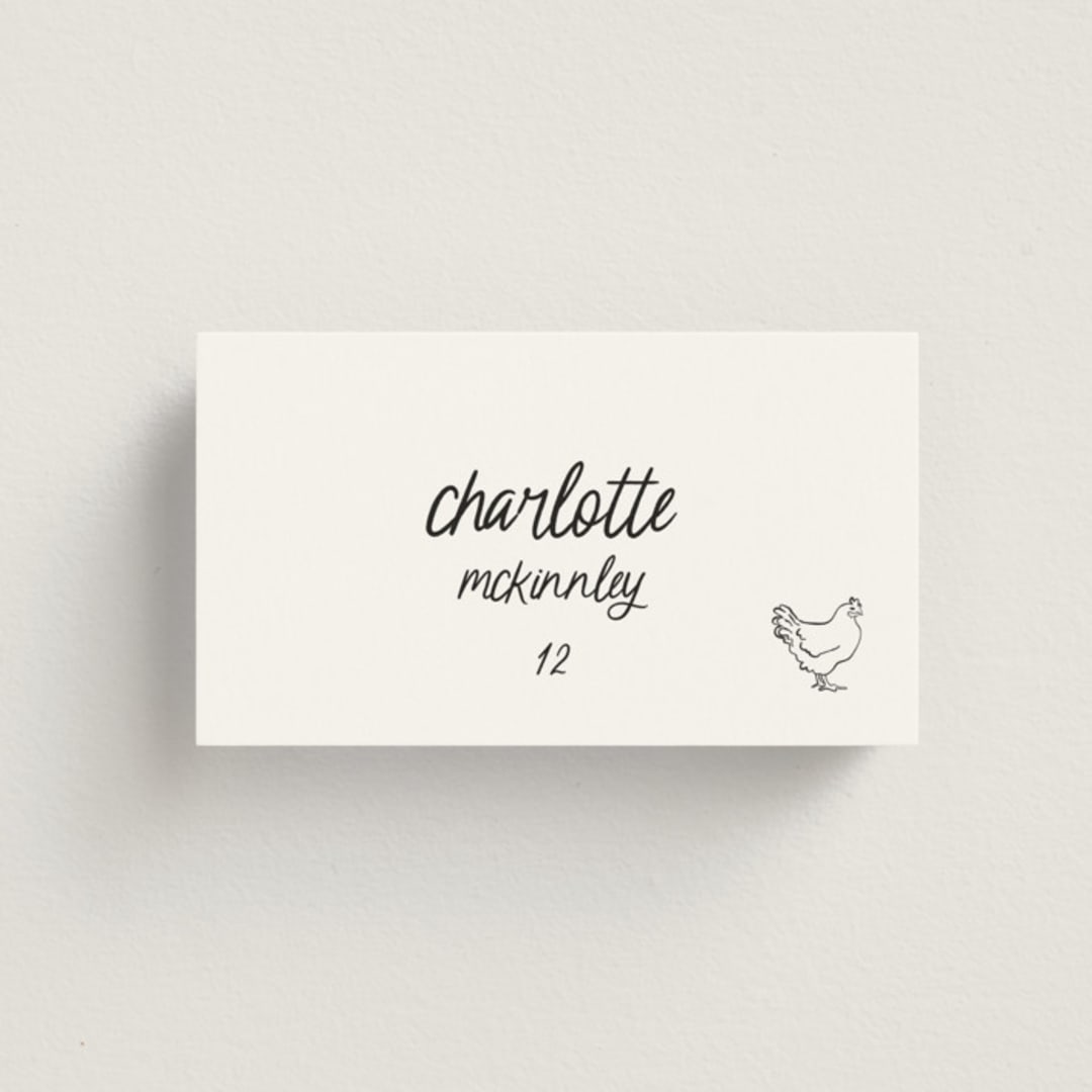 "simple" - Place Cards - Chicken in Ink by Kelly Watkins - Front with Free Guest Printing