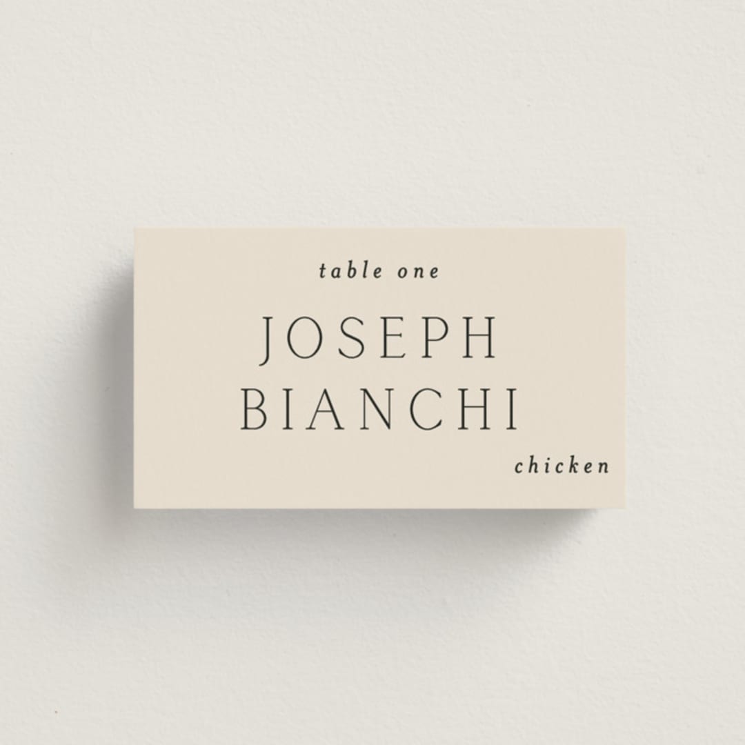 "In Love" - Place Cards - Chicken in Linen by Vanessa Doyle - Front with Free Guest Printing