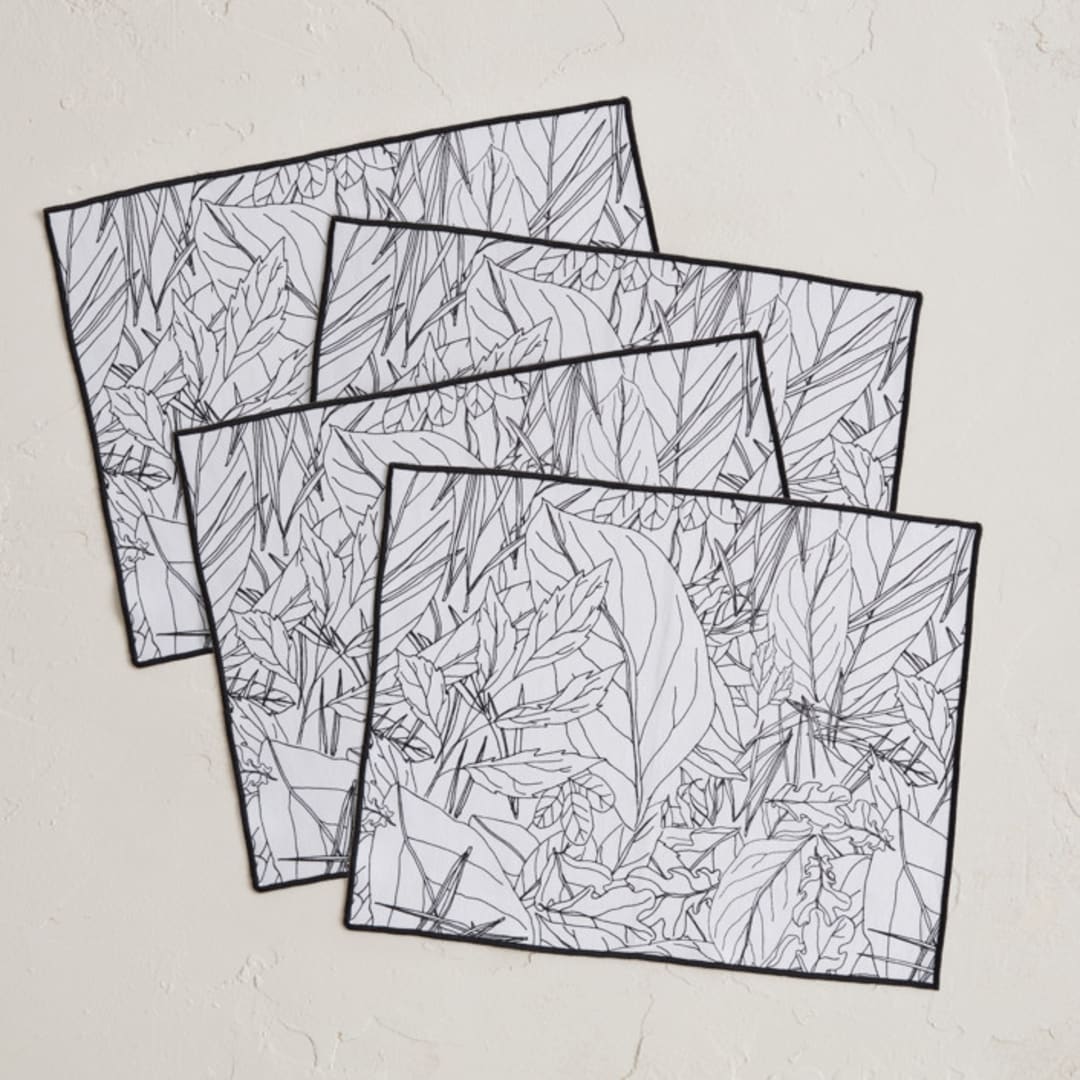 "Fallen Leaves" - Placemats in Silk by Catilustre - Placemats, Set of 4