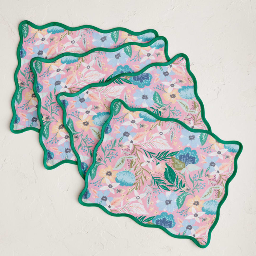 "Jungle Florals" - Placemats in Blush by Alethea and Ruth - Placemats, Set of 4