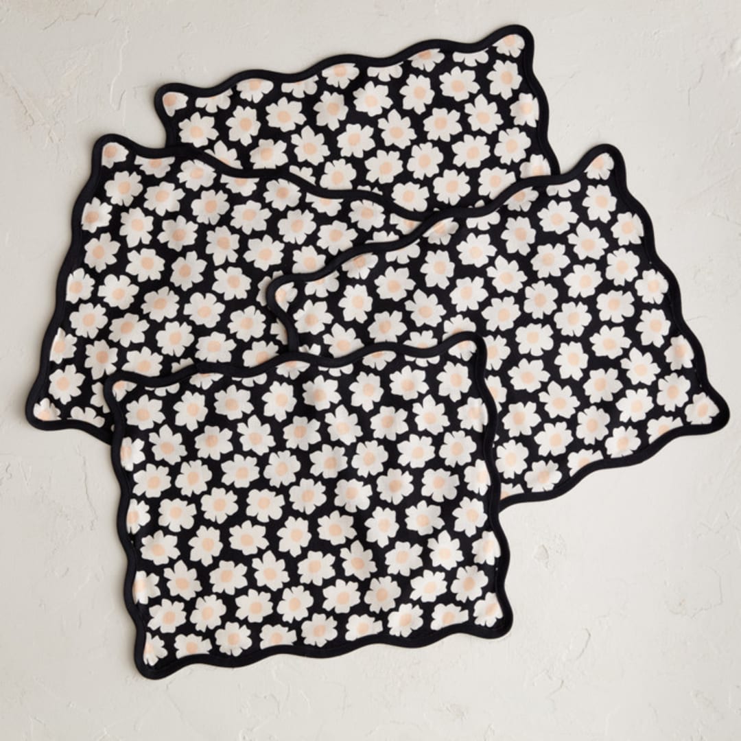 "Daisies" - Placemats in Midnight by Jennifer Holbrook - Placemats, Set of 4