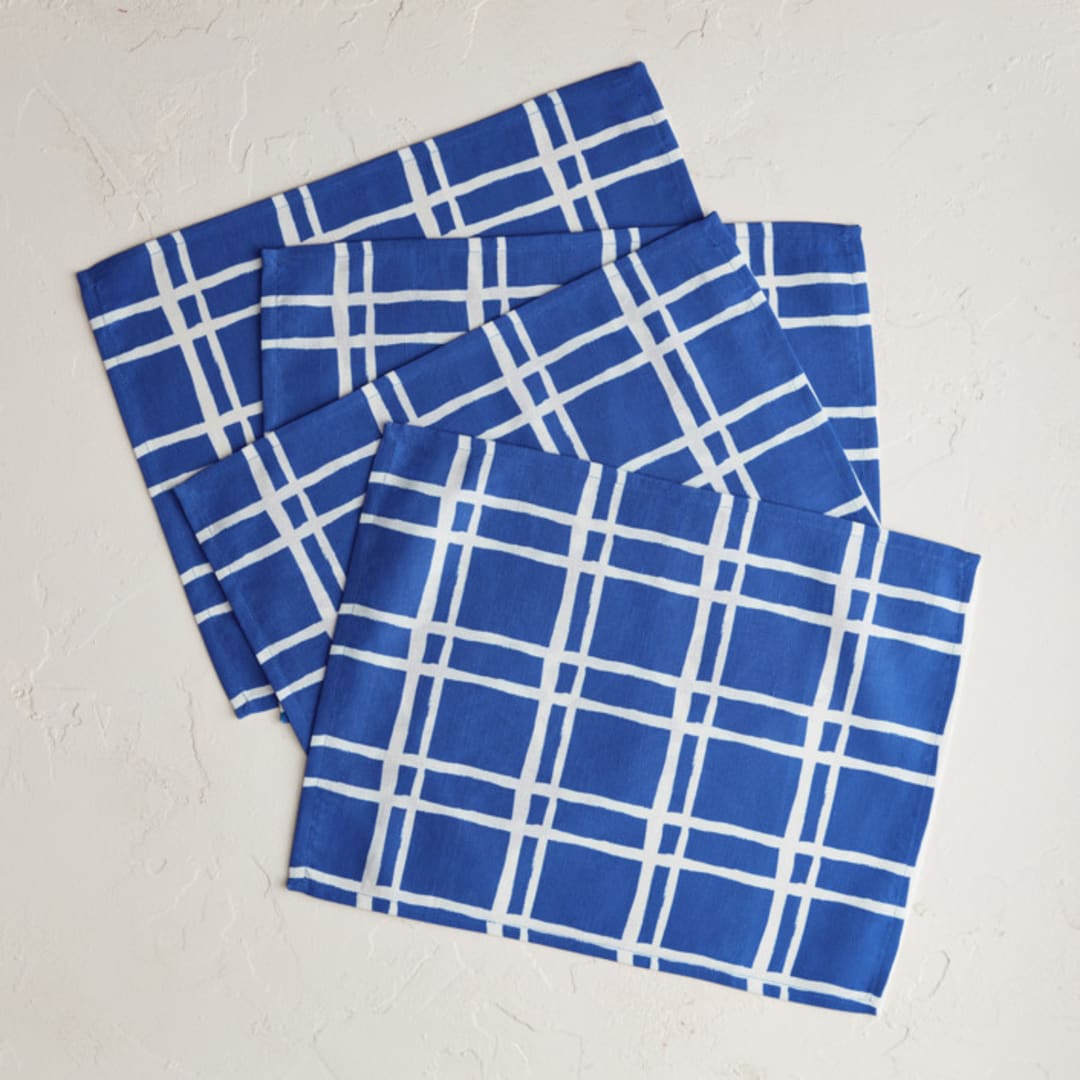 "Window Plaid" - Placemats in Brilliant by Blustery August - Placemats, Set of 4