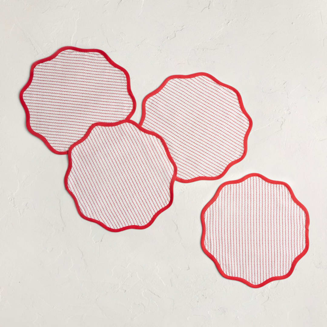 "Painted Ric Rac" - Placemats in Candy Cane by Rochelle Renee - Placemats, Set of 4