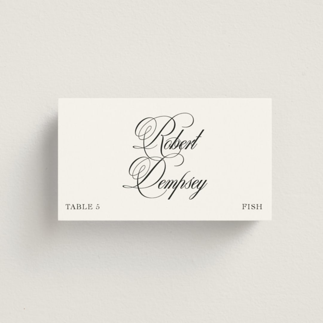 "Calligraphy" - Place Cards - Fish in Ink by Megan Davis - Front with Free Guest Printing