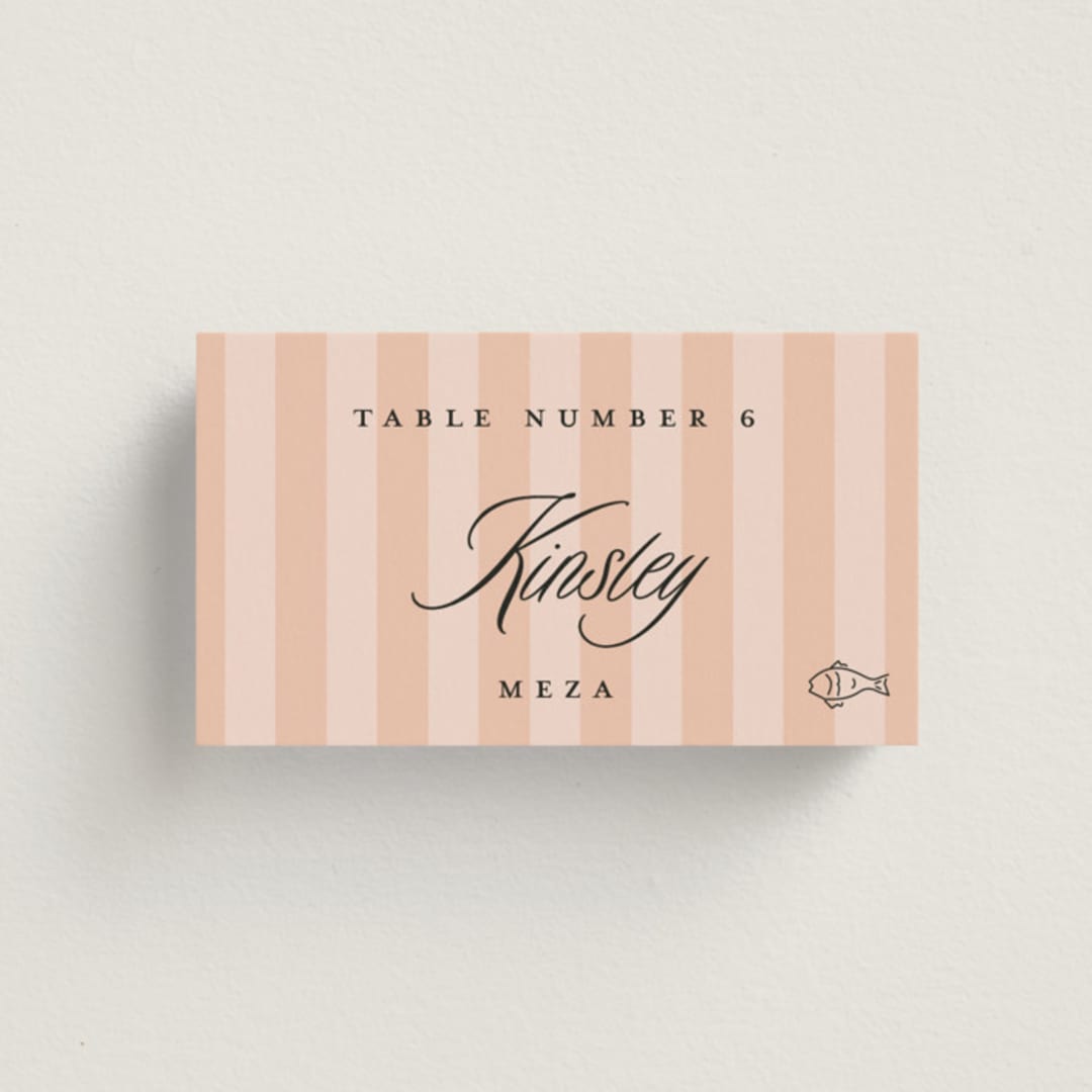 "A Simple Stripe Meal Choice" - Place Cards - Fish in Candy by Susan Zinader - Front with Free Guest Printing