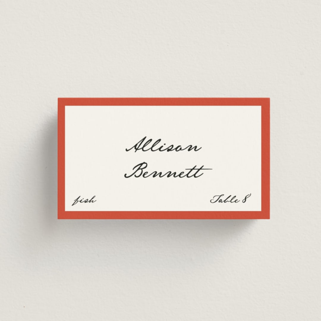 "Juniper" - Place Cards - Fish in Strawberry by Kelly Watkins - Front