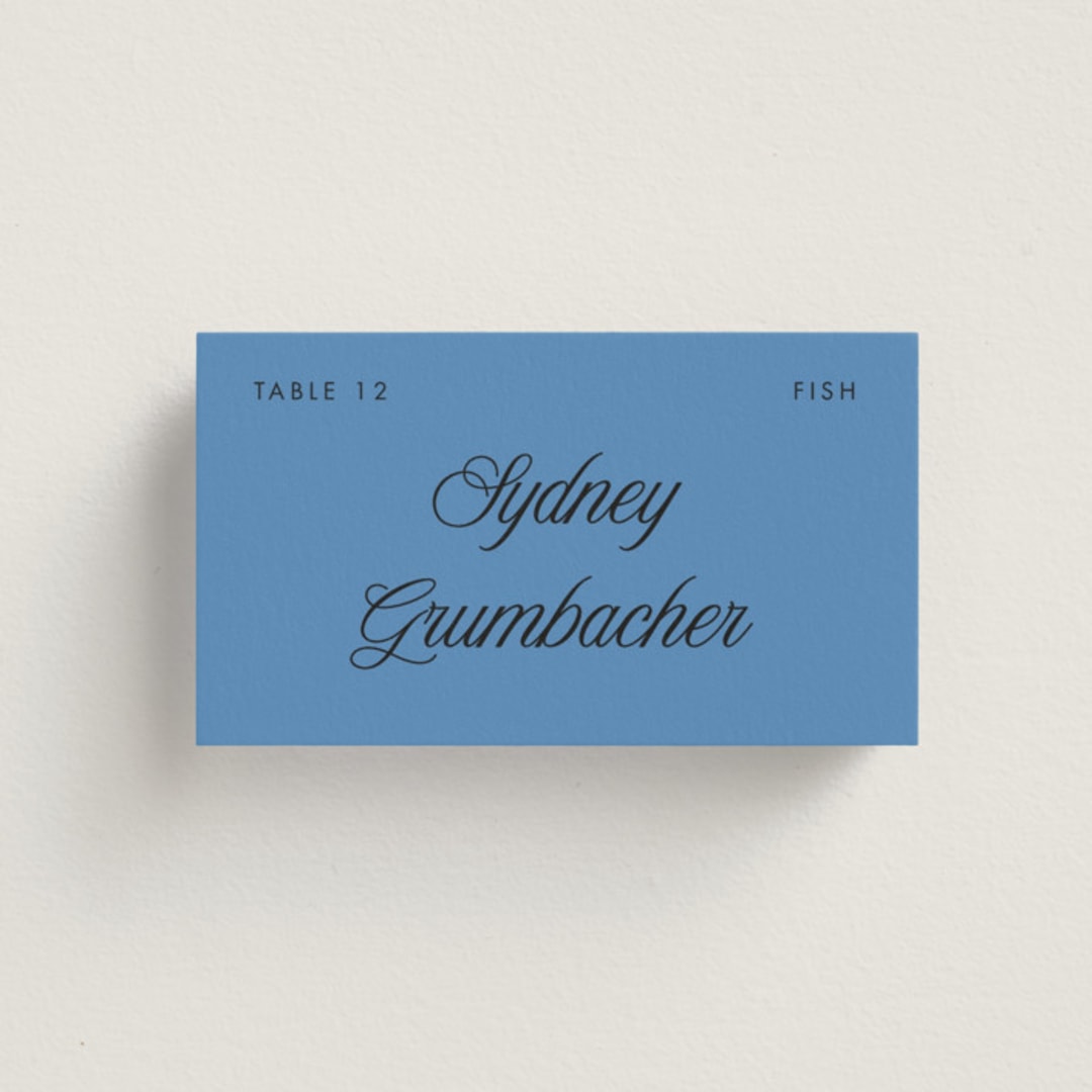"Santorini" - Place Cards - Fish in Cerulean by Morgan Kendall - Front