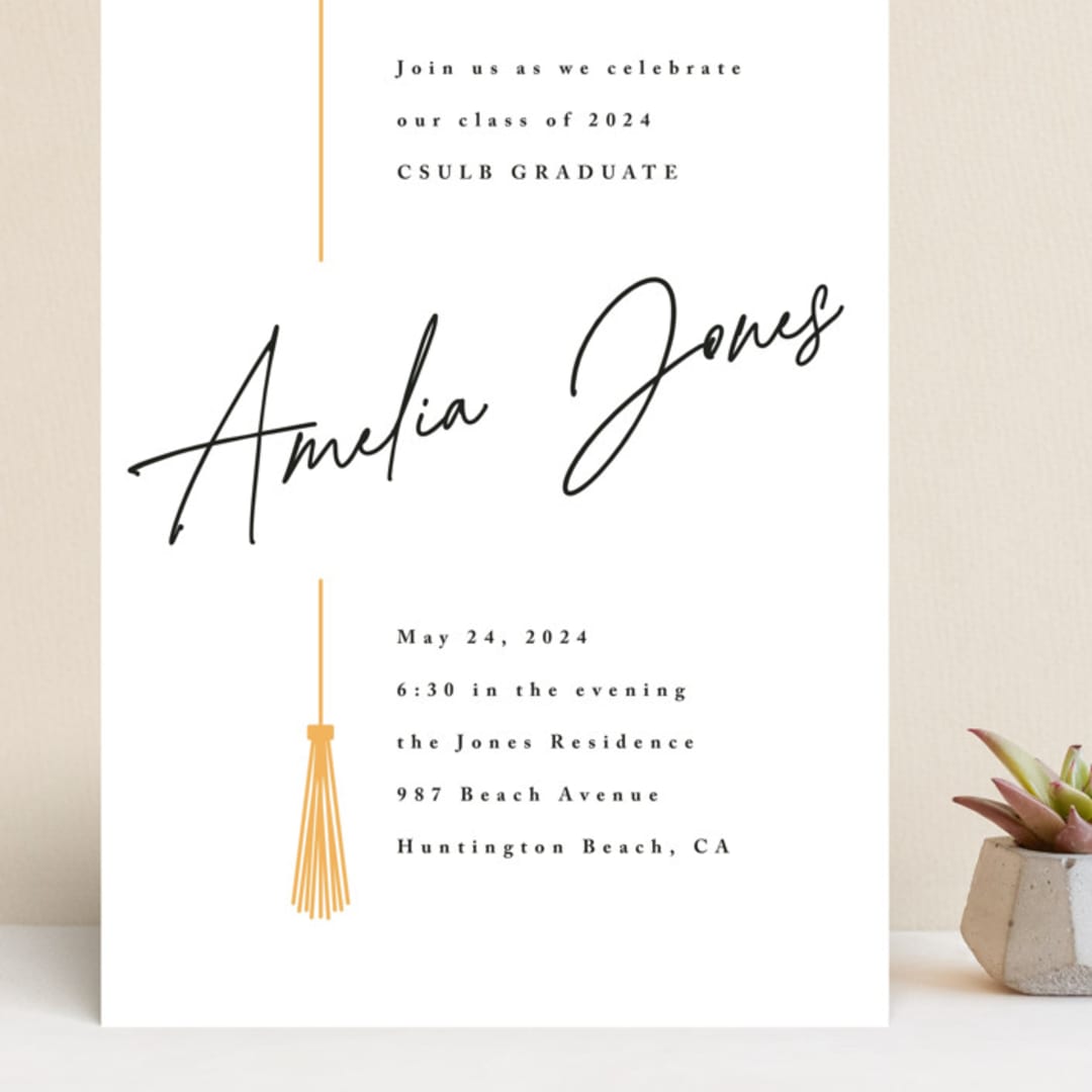 "Written Out" - Graduation Party Invitations in Sunshine by Owl and Toad - Front