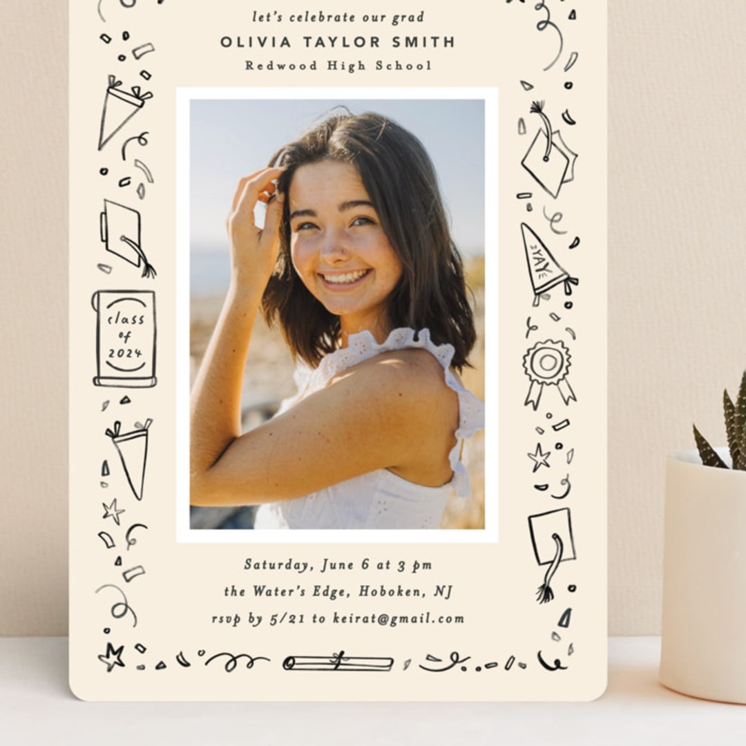 "Iconic" - Graduation Party Invitations in Sand by Creo Study - Front