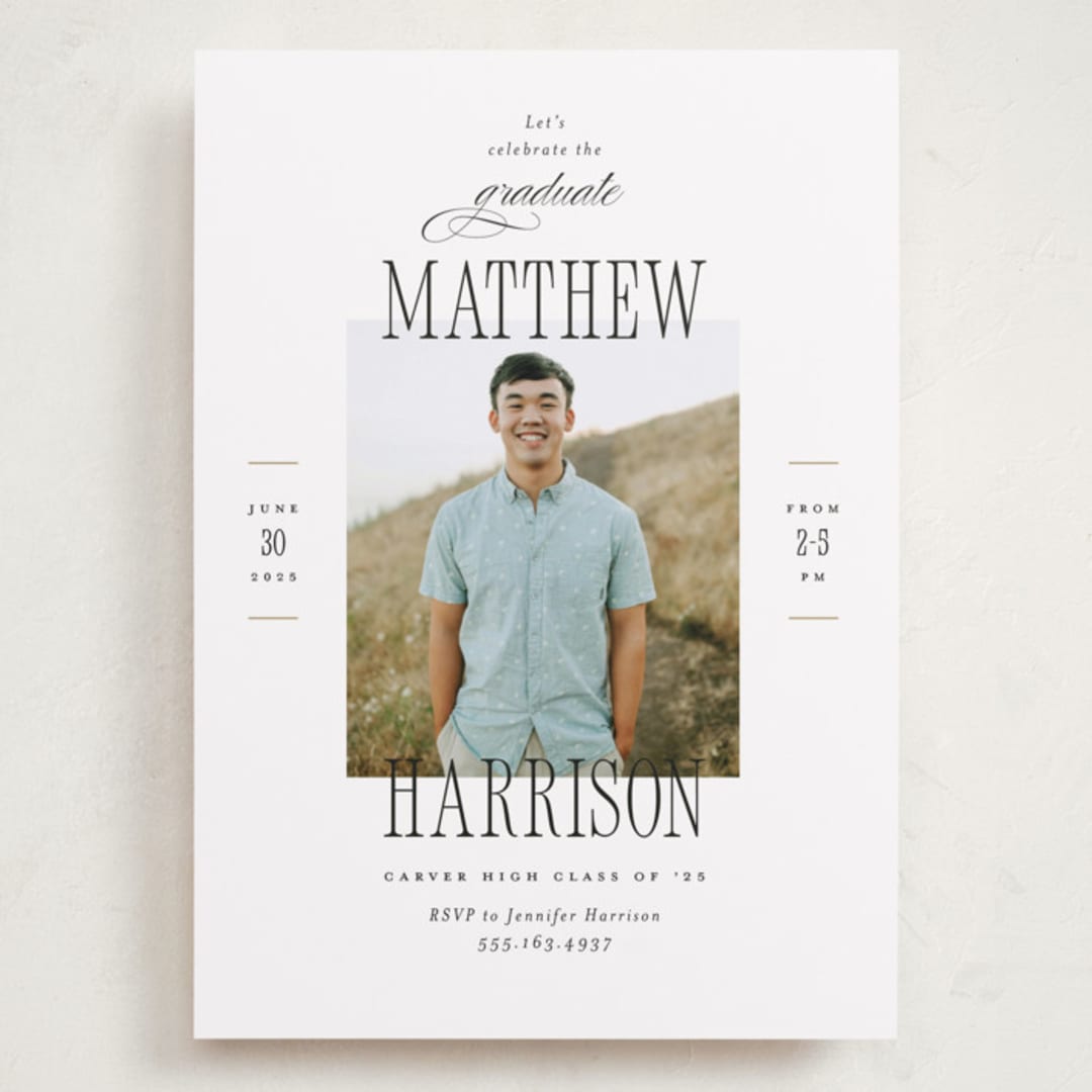 "Posh Party" - Graduation Party Invitations in Tuxedo by Pink House Press - Front