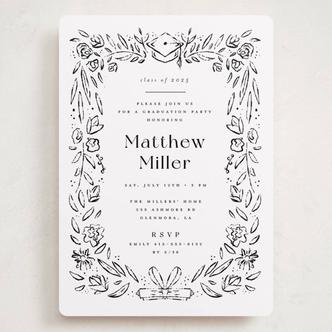 "Hand-drawn Grad Frame" - Graduation Party Invitations in Ink by Darryl Don Doctor - Front