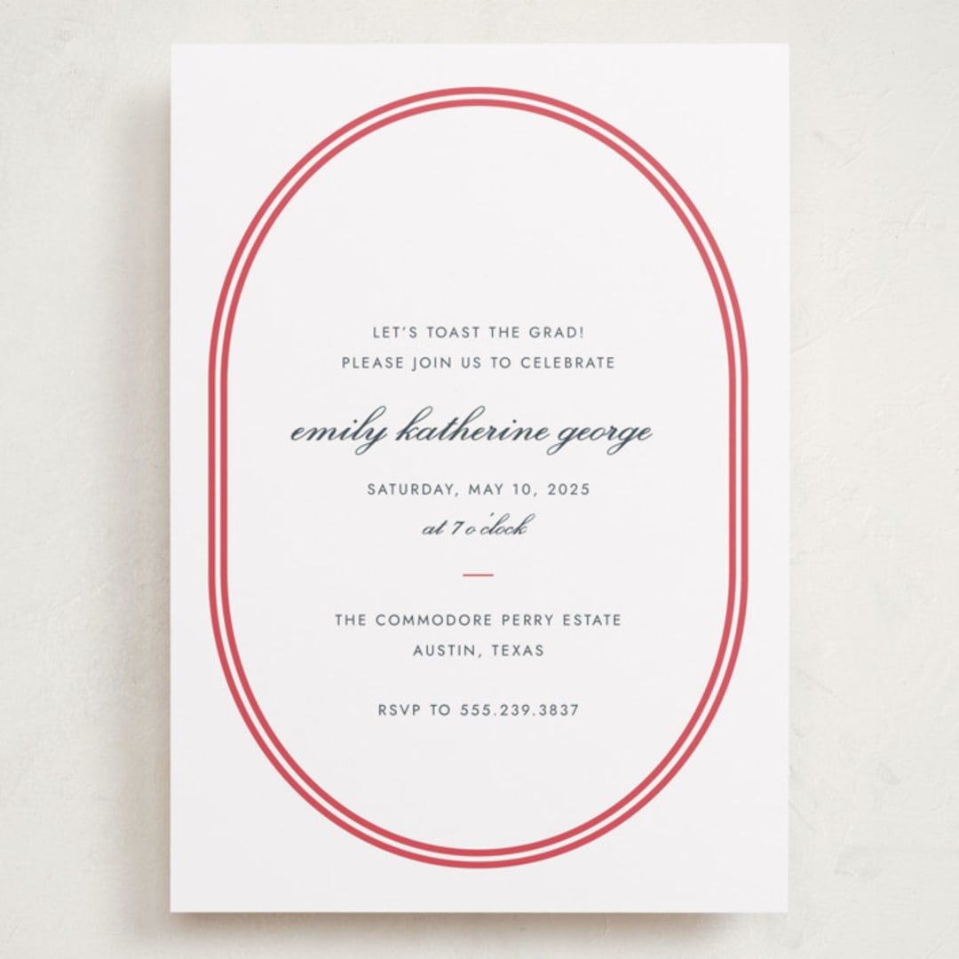 "Bocce" - Graduation Party Invitations in Cherry by Megan Davis - Front