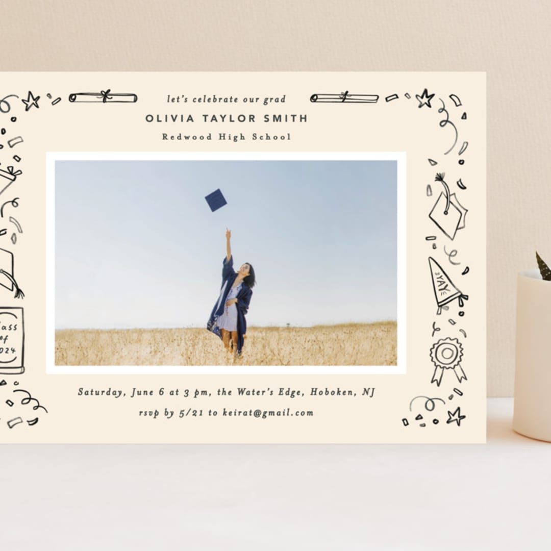 "Iconic" - Graduation Party Invitations in Sand by Creo Study - Front