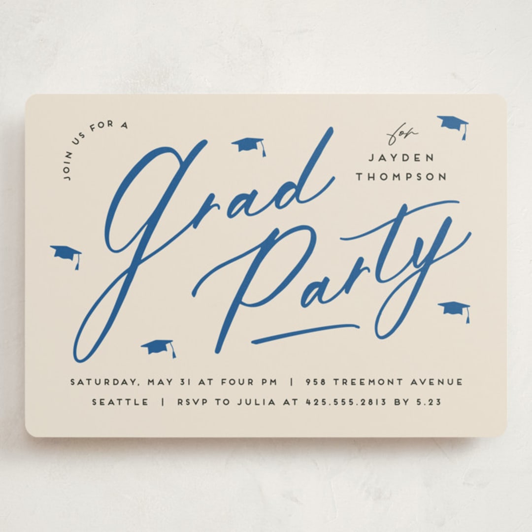 "Celebrate the Grad" - Graduation Party Invitations in Azure by Louise Kay - Front