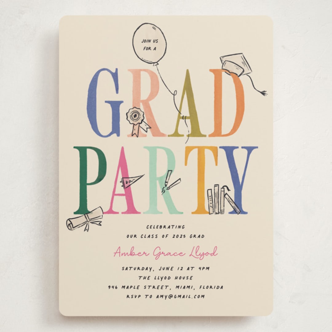 "Iconic" - Graduation Party Invitations in Fruitloop by Vera Lim - Front