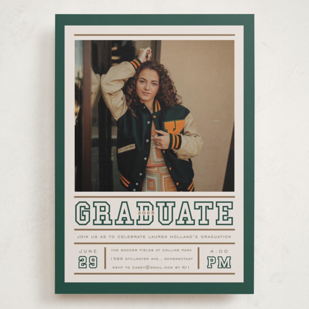 "Varsity Frame" - Graduation Party Invitations in Vintage by Erin L. Wilson - Front