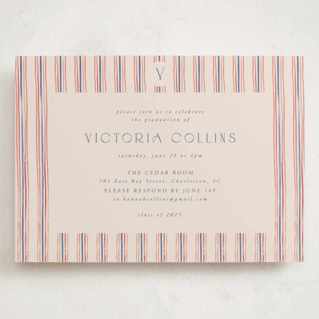 "Past and Future" - Graduation Party Invitations in Navy by Claudia Orengo - Front