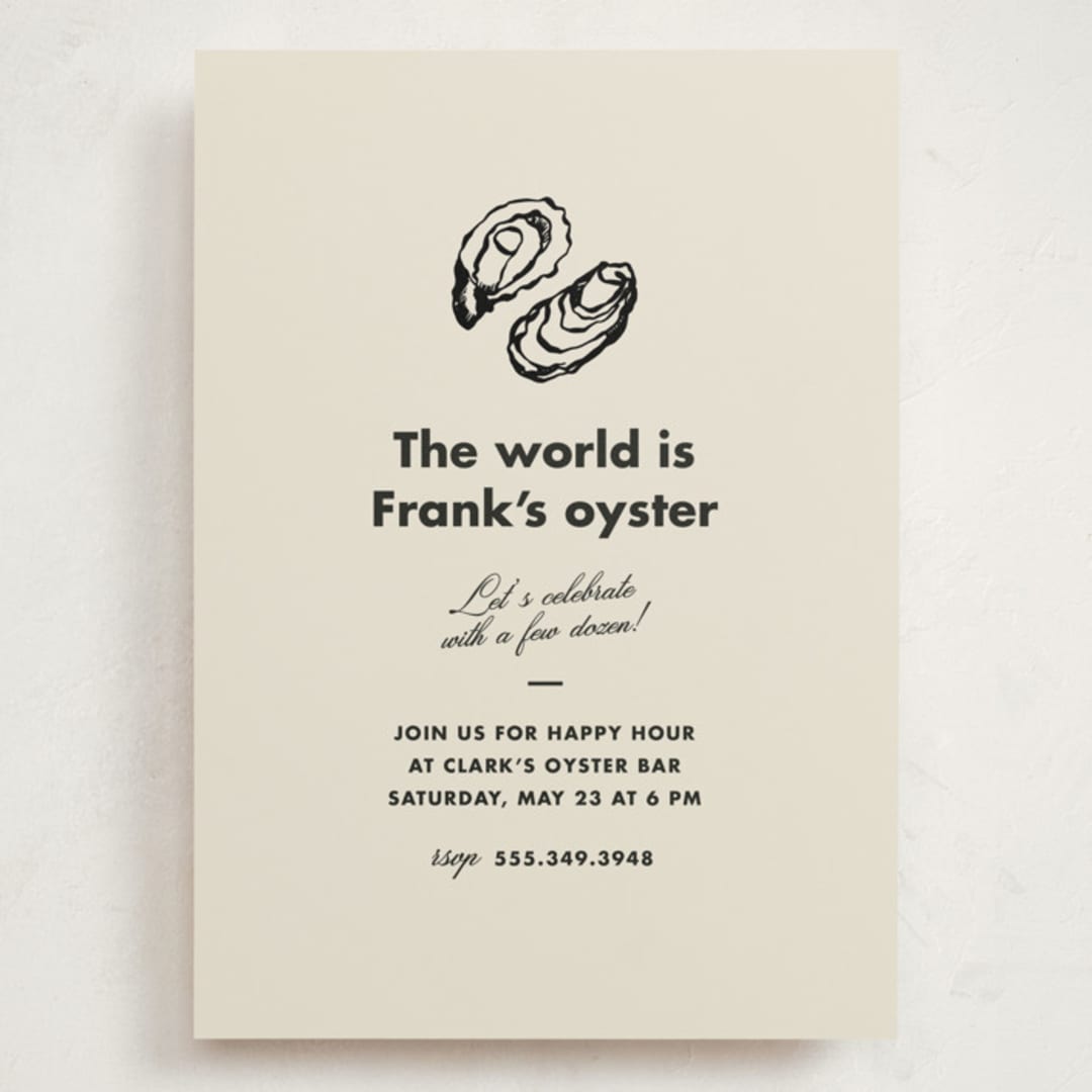 "Oyster" - Graduation Party Invitations in Caviar by Megan Davis - Front