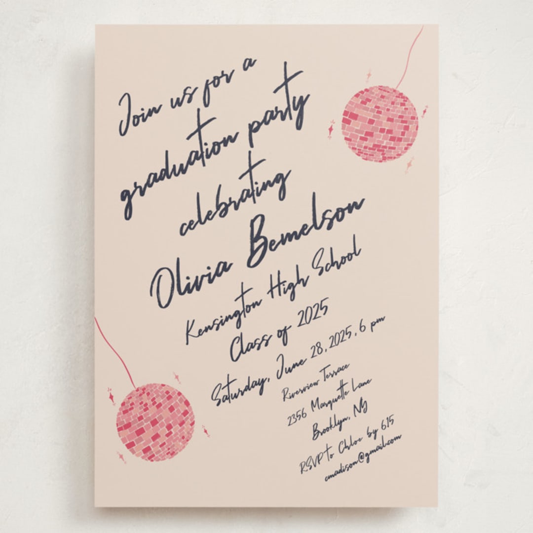 "Sparkle and Rhythm Celebration" - Graduation Party Invitations in Fuchsia by Sarah Rosenthal - Front