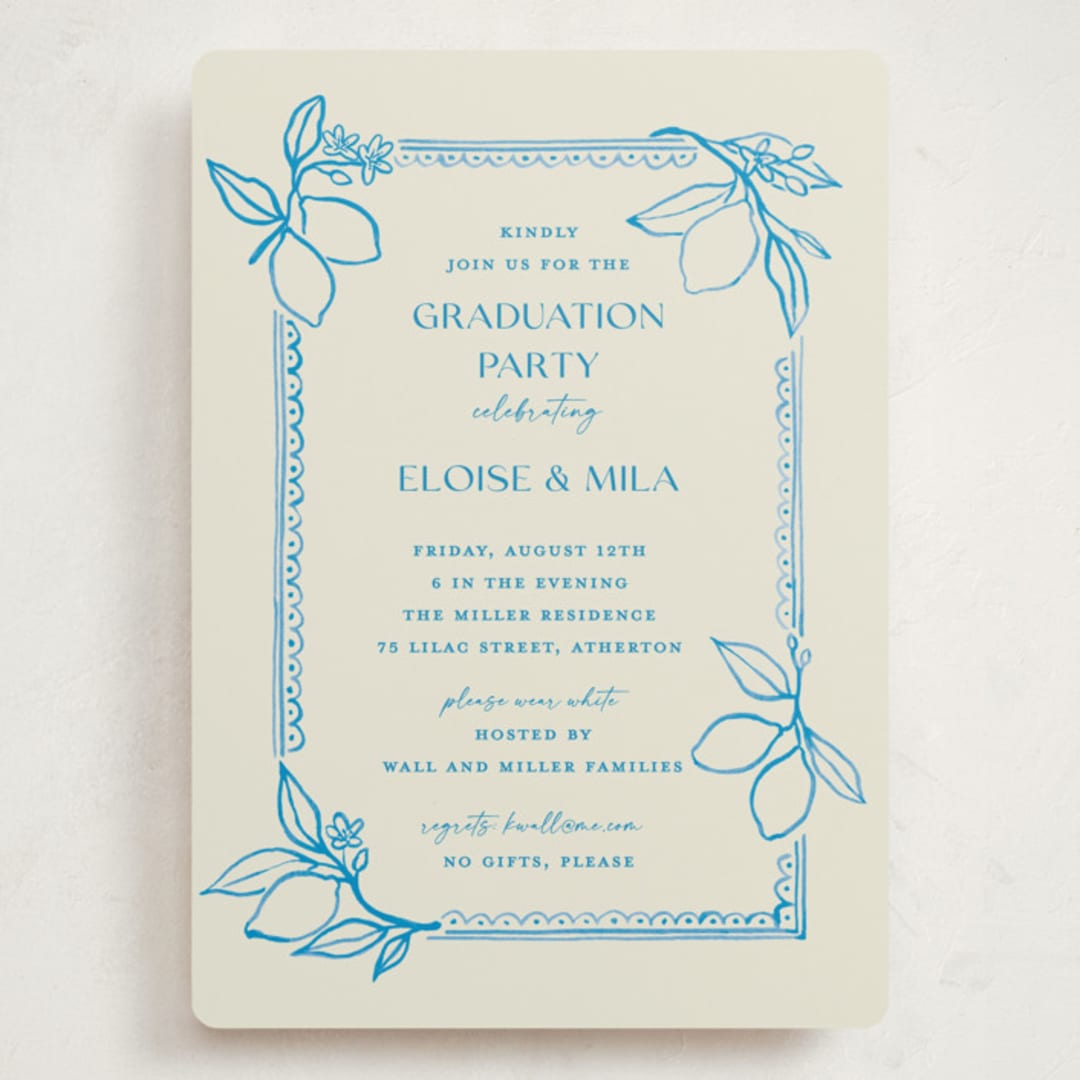 "Mediterraneo" - Graduation Party Invitations in Ocean by Pati Cascino - Front
