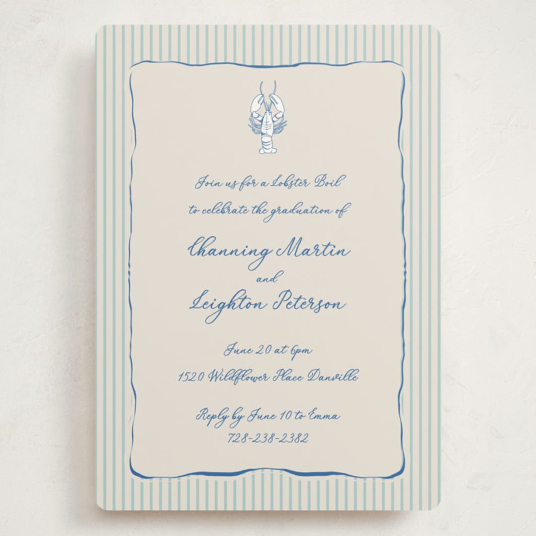 "easide Serenade" - Graduation Party Invitations in Marine by Lucrecia Caporale - Front