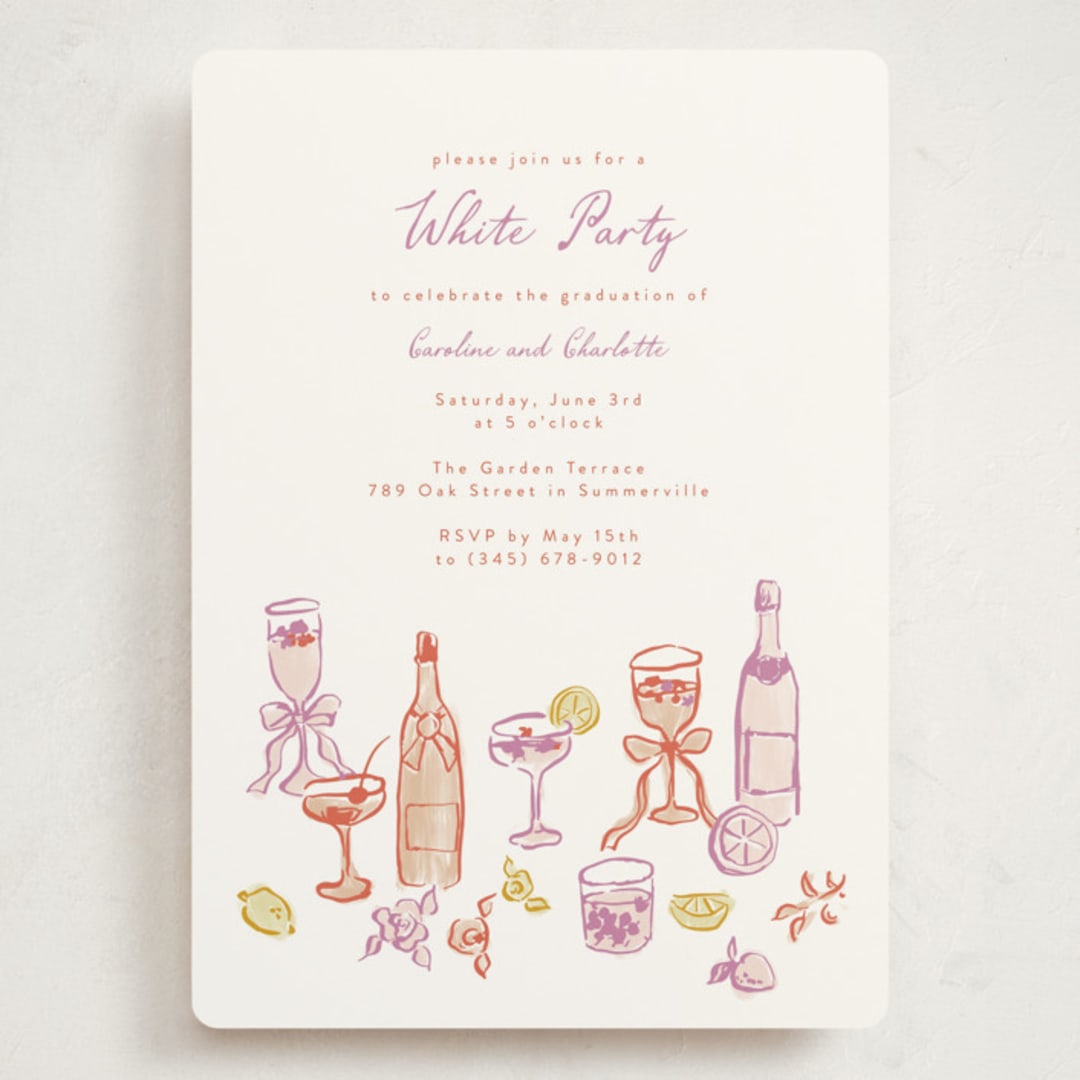 "cocktails and laughter" - Graduation Party Invitations in Orchid by Cass Loh - Front