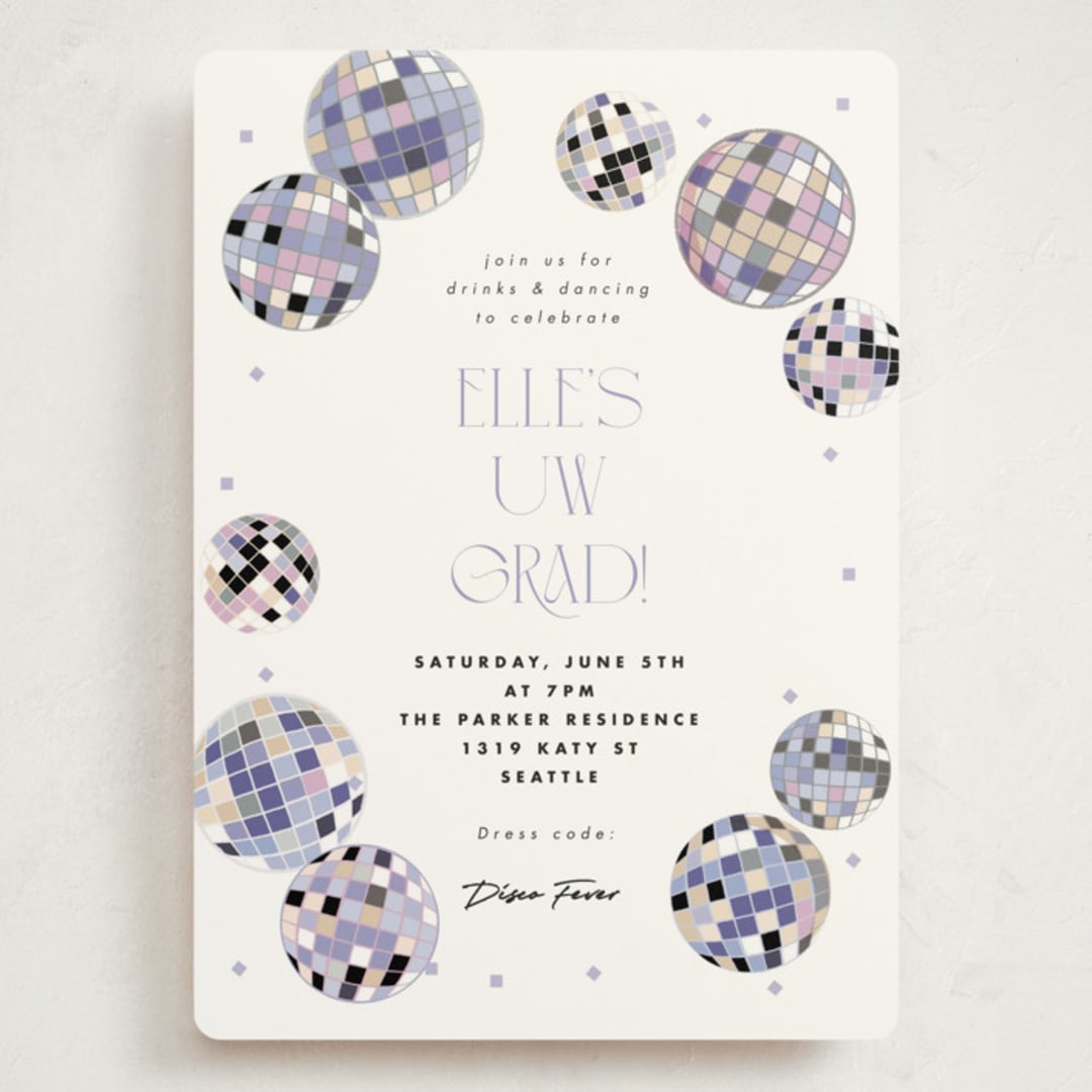 "Disco Fever" - Graduation Party Invitations in Skyline by Corinne Malesic - Front