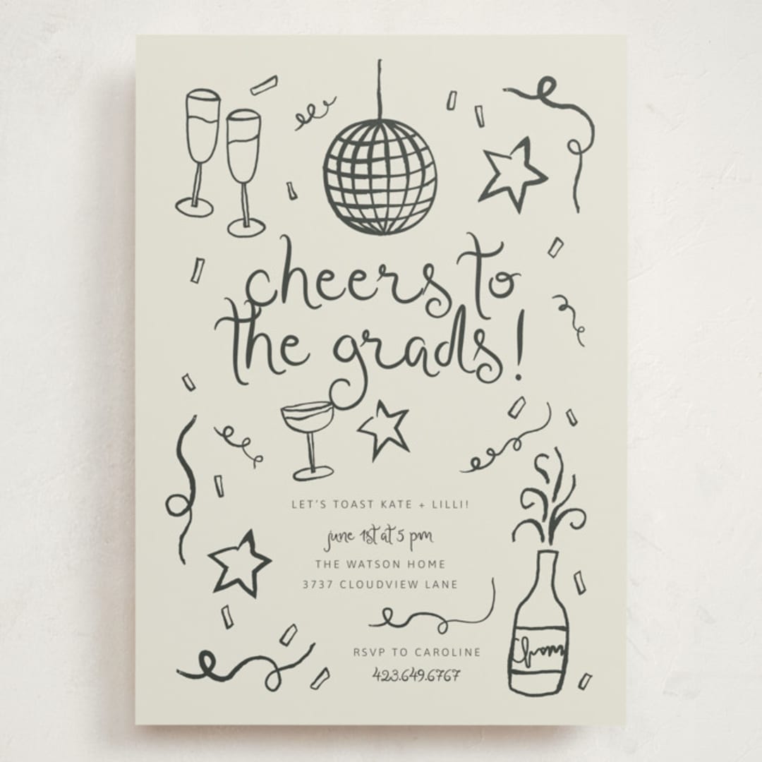 "New Year Cheer" - Graduation Party Invitations in Chalkboard by Kelly Watkins - Front