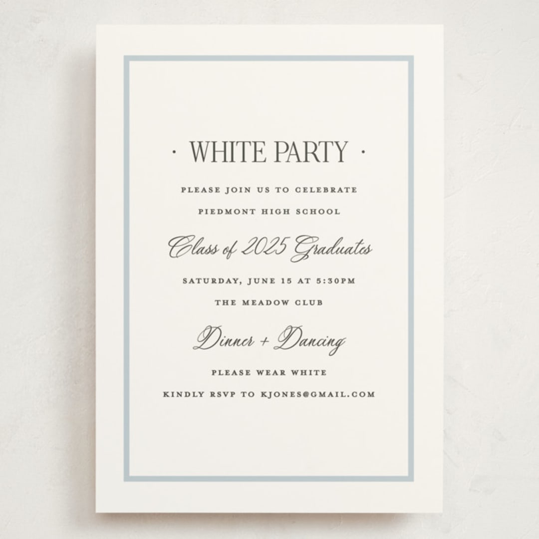 "Dotted Classic" - Graduation Party Invitations in Hydrangea by Carolyn MacLaren - Front