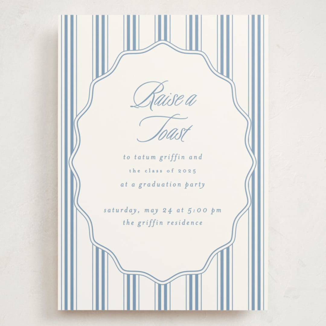 "Stately" - Graduation Party Invitations in Provincial Blue by Creo Study - Front