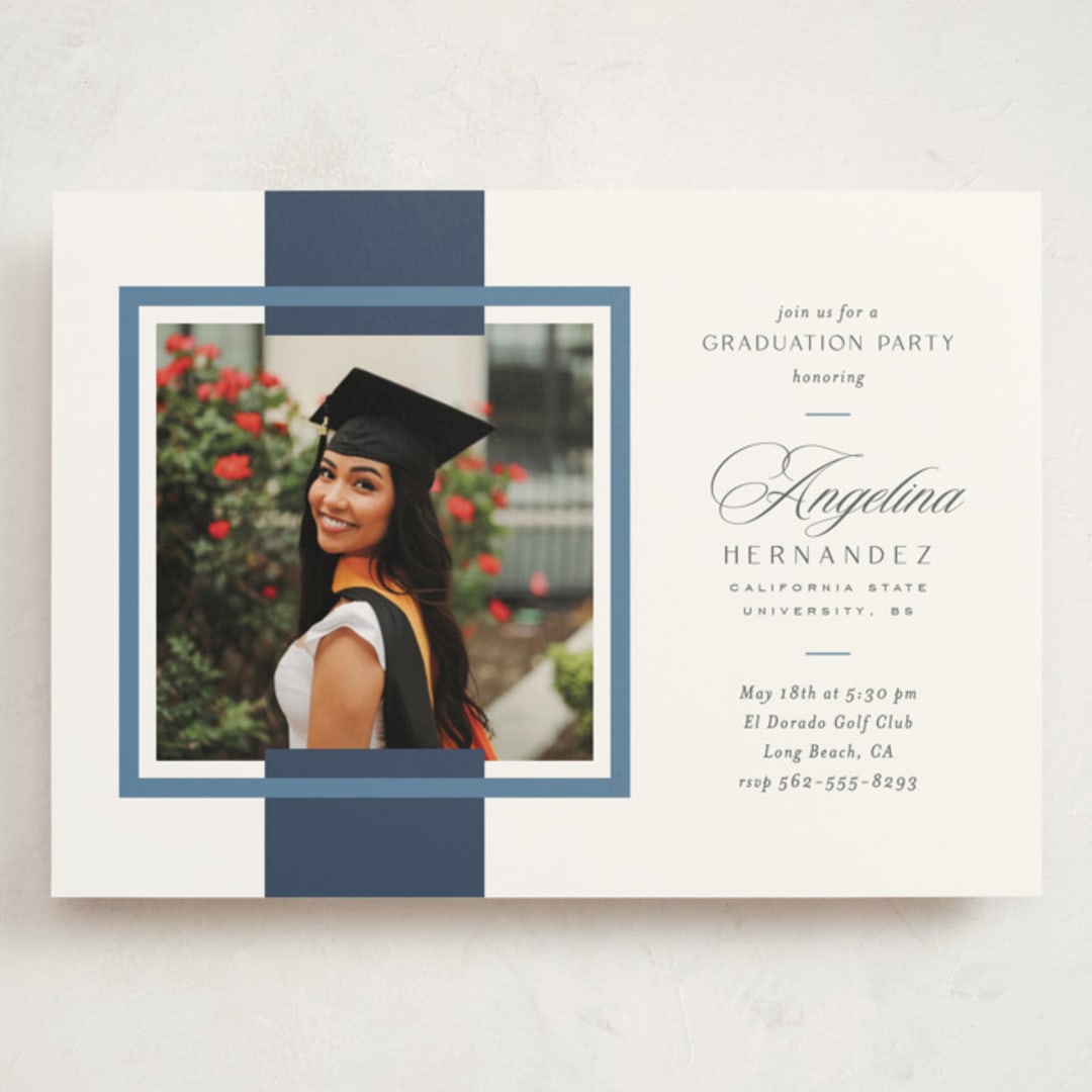 "Preppy Frame" - Graduation Party Invitations in Navy by Owl and Toad - Front