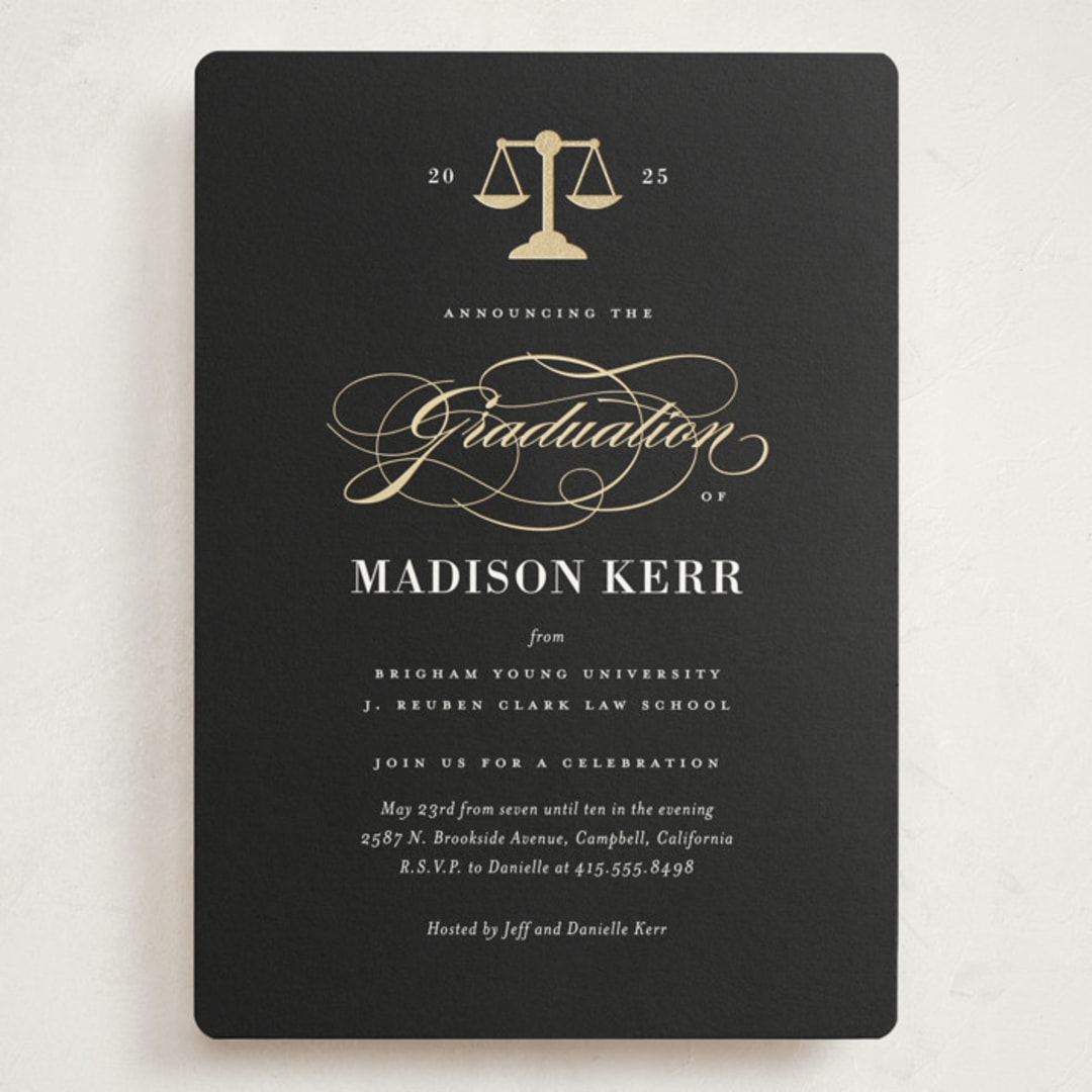 "Law Degree" - Graduation Party Invitations in Ink by Jill Means - Front